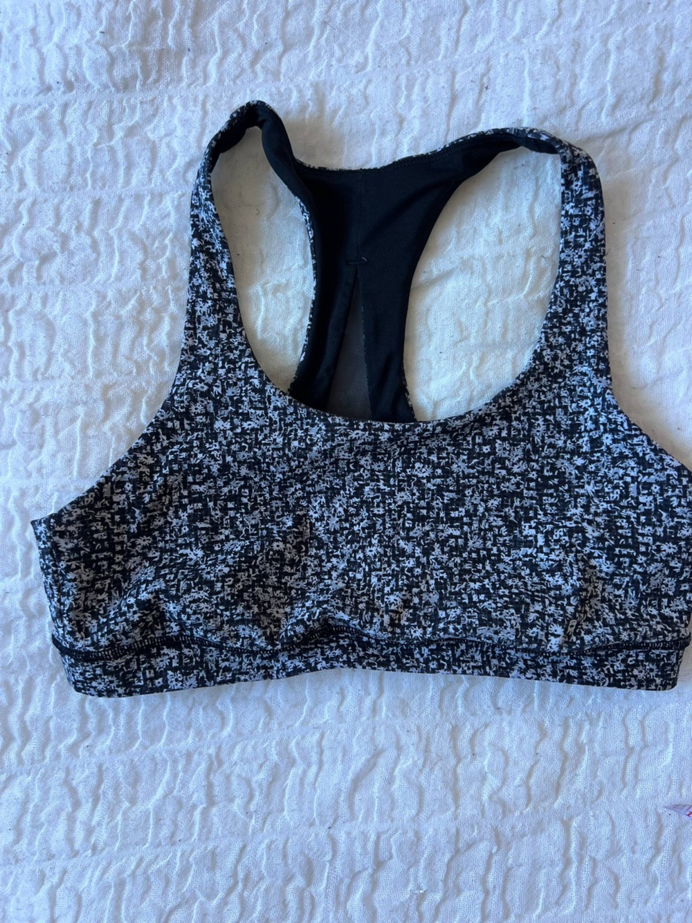 lululemon athletica Black & White Printed Racerback Sports Bra